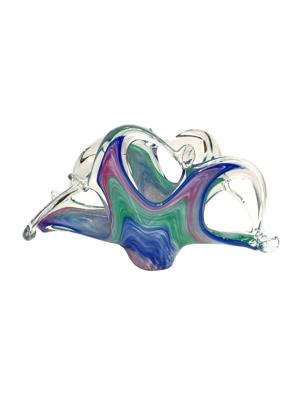 Abstract Art Glass Napkin Letter Holder Stretched No Flaws 4.75 H x 2 W x 8 L